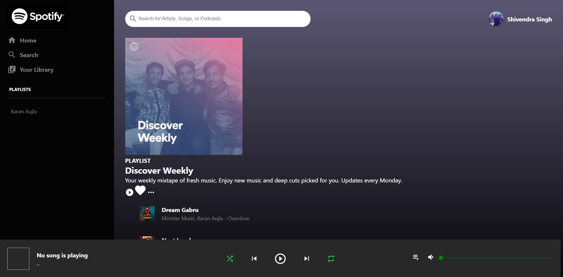 Spotify Clone (React JS and Spotify API)